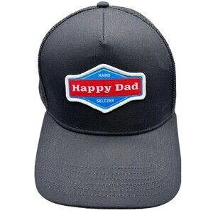 NWT Happy Dad Hard Seltzer Trucker Hat Mesh Snapback Cap All Black Logo Patch